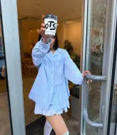 Льняна сорочка в смужку RAB-672A460