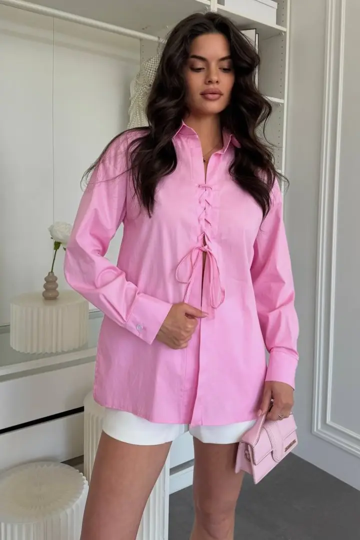 Рубашка на завязках спереди  RAB-730A459