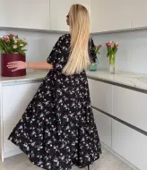 Черное платье с цветочками  PRAT-2283A580