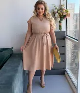 Елегантна лляна сукня QUA-5256A450