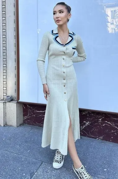 Трикотажное платье длинное  LEG-8579A32.5