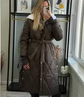 Зимове пальто з поясом EST-5719A1450