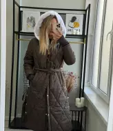 Зимове пальто з поясом EST-5719A1450