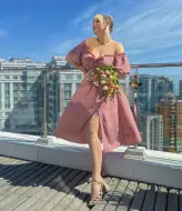 Платье в горошек для полных YM-05802.1A11