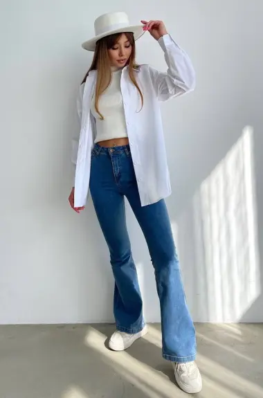 Белая рубашка оверсайз женская MIS-053A350