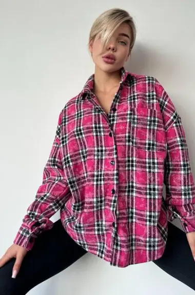 Женская сорочка в клетку NJ-LYK-R0387A600 Женская сорочка в клетку NJ-LYK-R0387A600