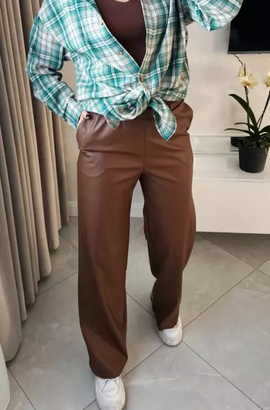 Кожаные брюки палаццо  AMU-1919.919A380