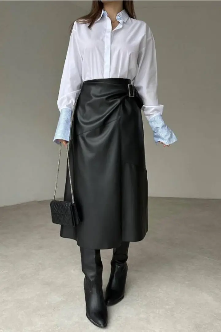 Длинная кожаная юбка TS-440.3A320