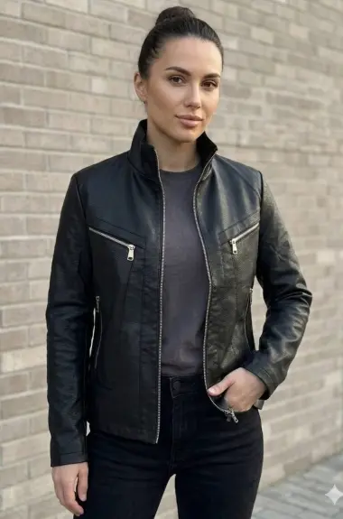 Кожаная черная куртка INNA-8891A1150 Кожаная черная куртка INNA-8891A1150