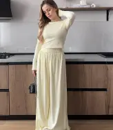 Трикотажный костюм с широкими штанами  FL-2136A600
