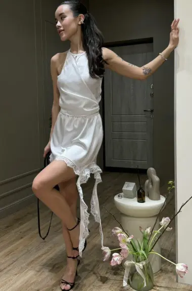 Юбка с кружевом по низу  COB-923A399