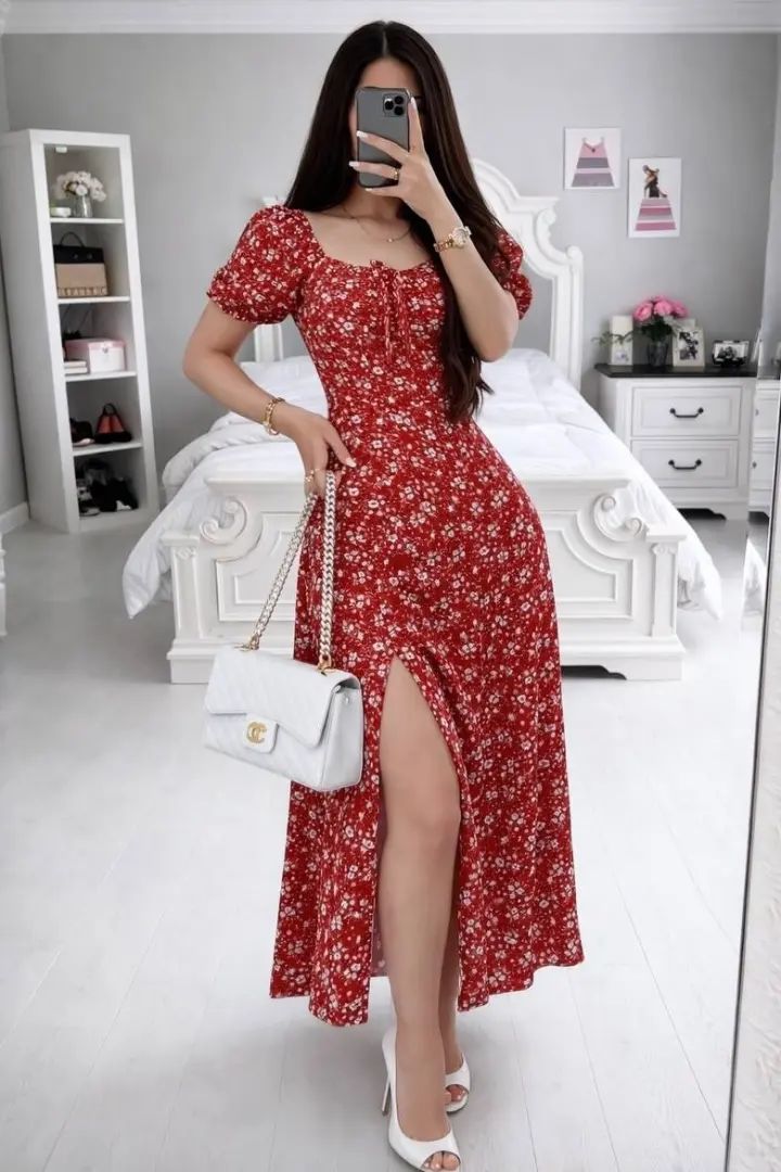 Платье с разрезом на ноге летнее  KIK-014A409