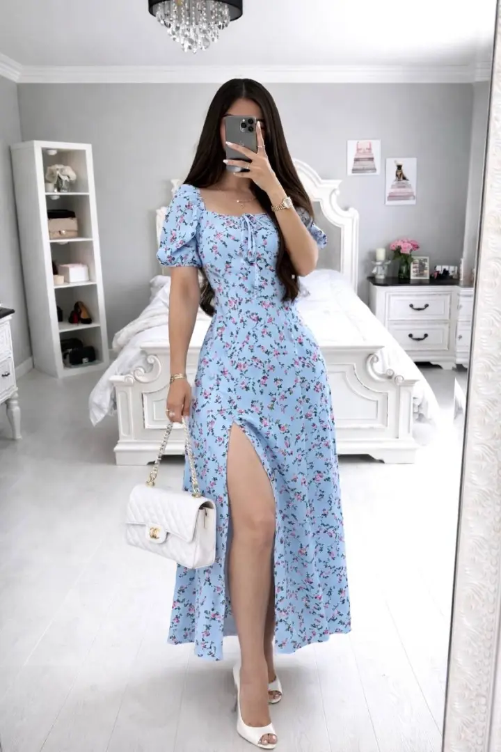 Платье с разрезом на ноге летнее  KIK-014A409